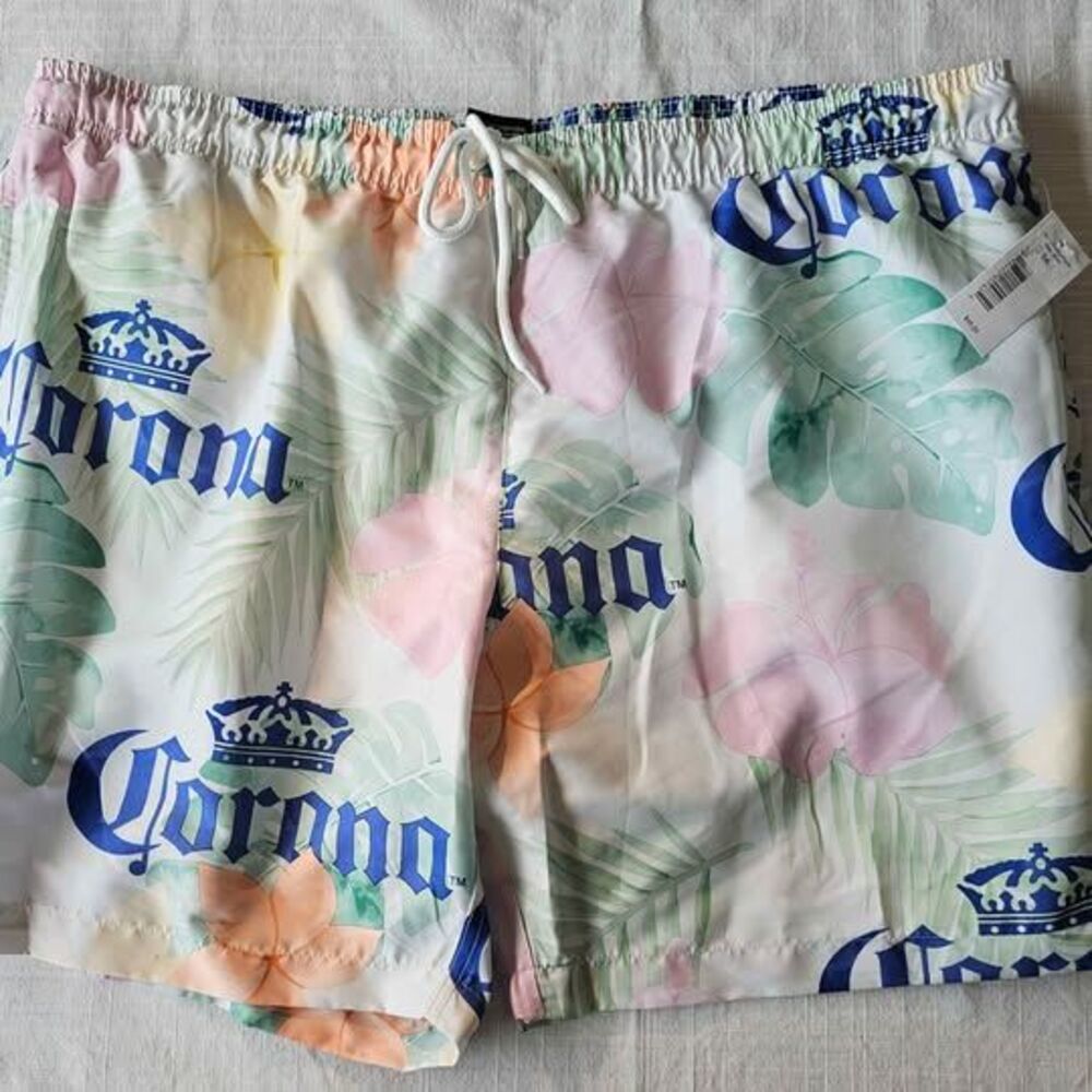 NWT Corona Beer Swim Shorts Men's XXL Brand New Palm Leaves Multicolors